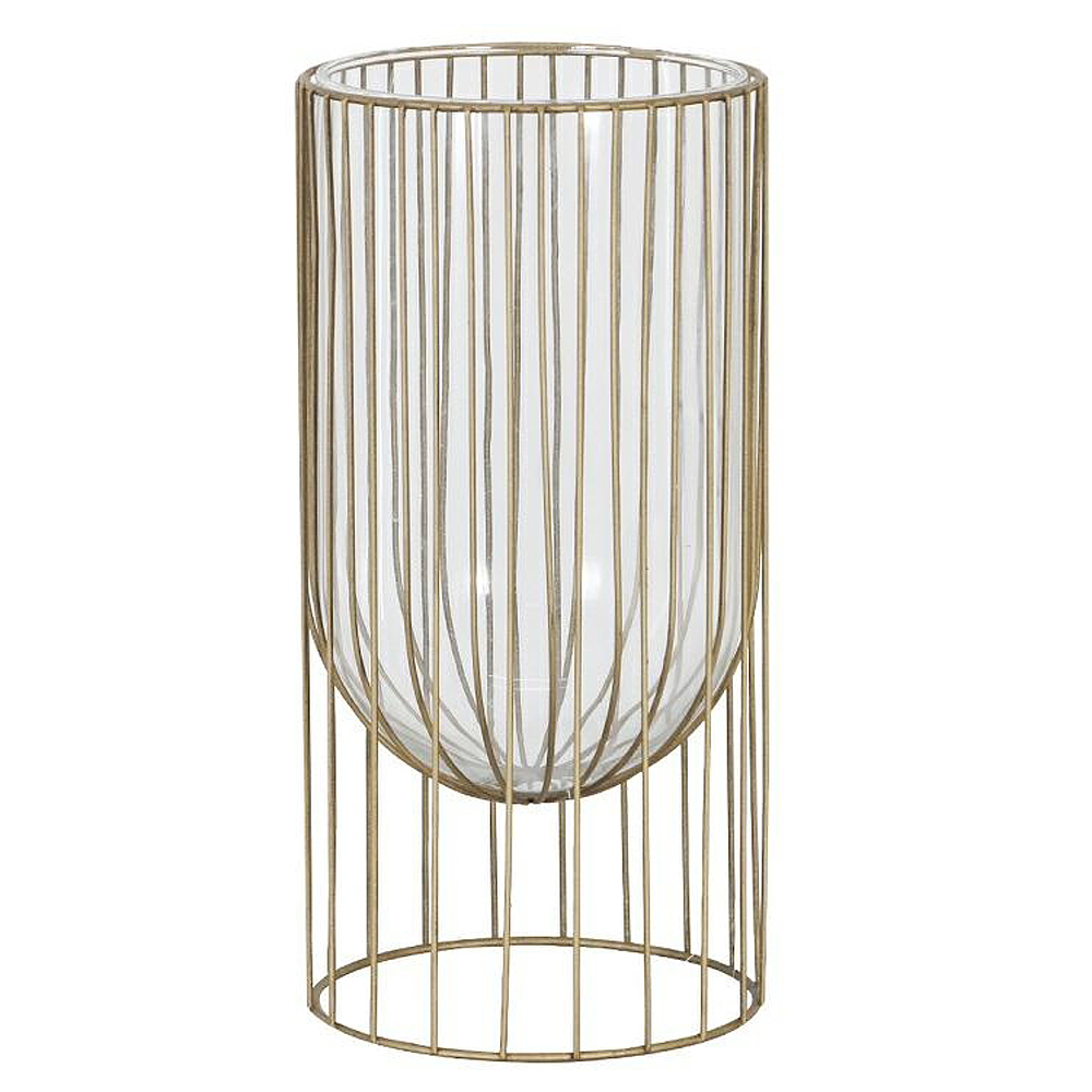 Lampion metalowy Seblist złoty wysokość 33 cm - zdjęcie 1