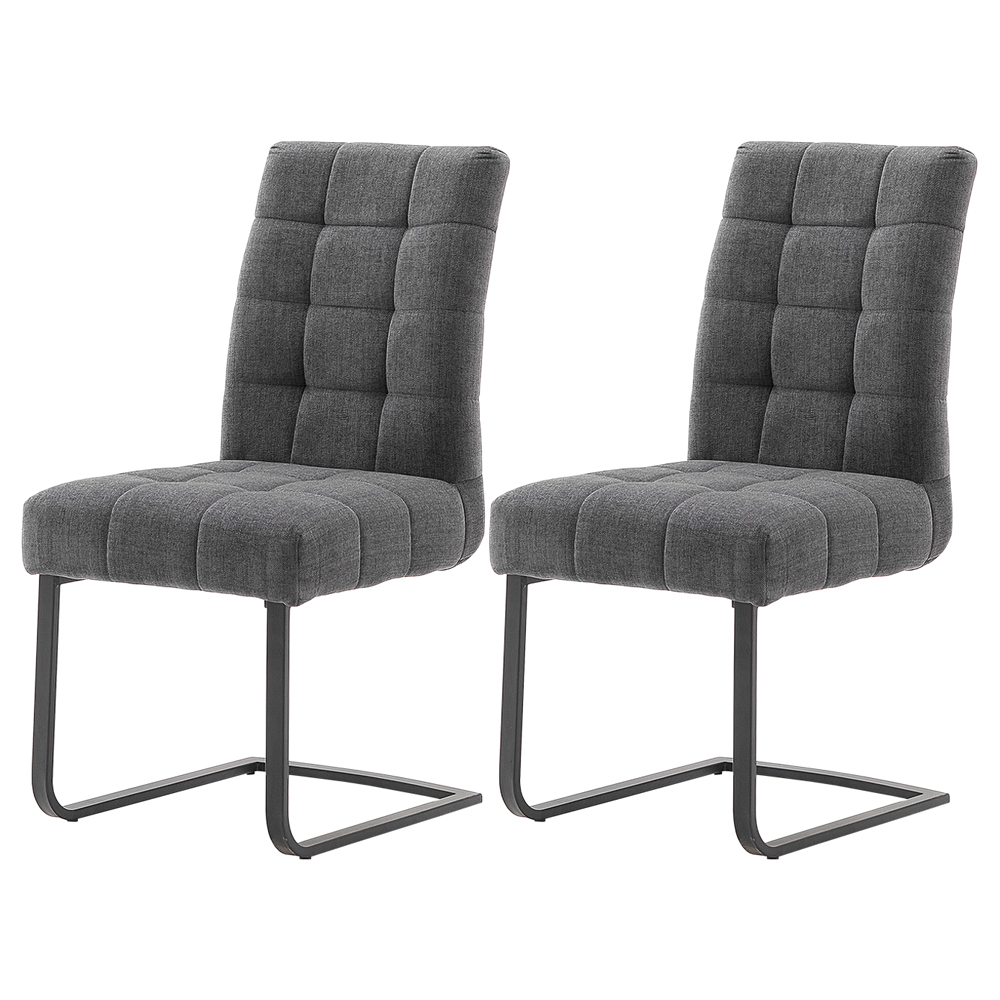 Zestaw dwóch krzeseł tapicerowanych na płozach Erisario ciemnoszare - zdjęcie 1