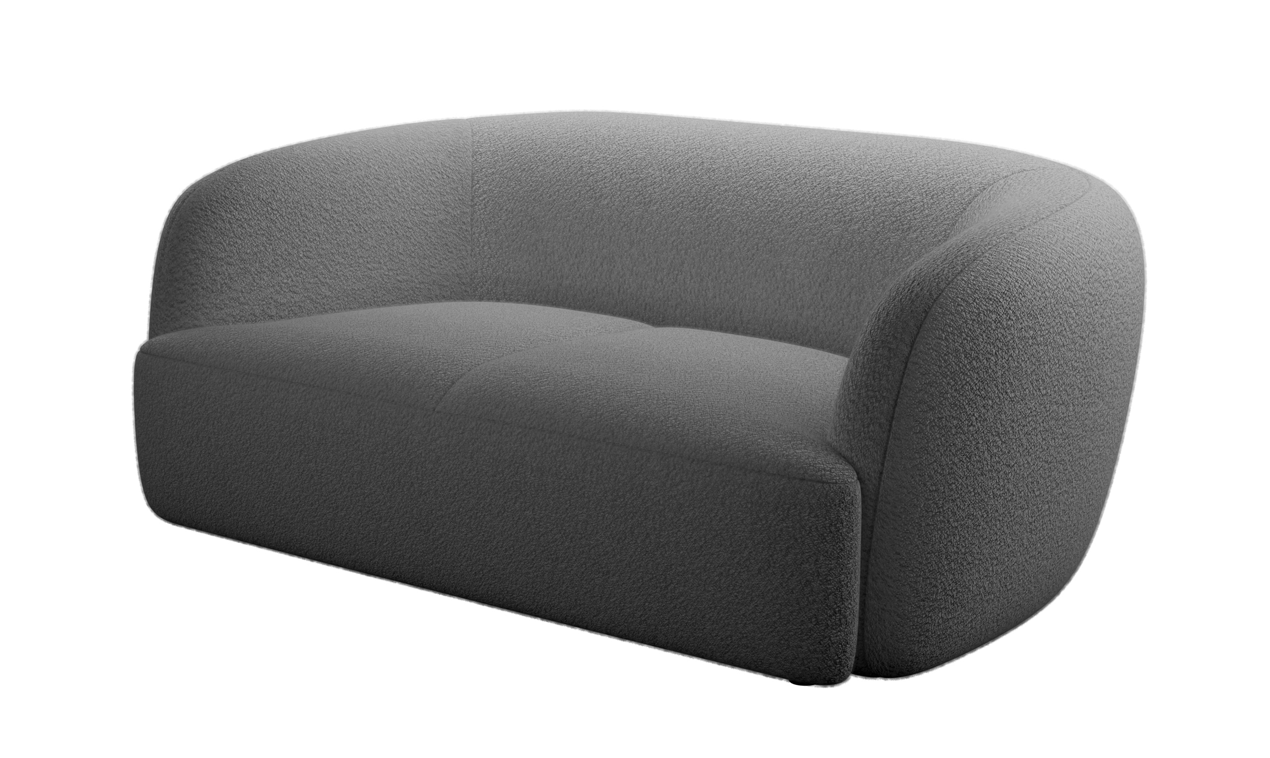 Sofa dwuosobowa Sabanitas ciemnoszara w tkaninie boucle - zdjęcie 1