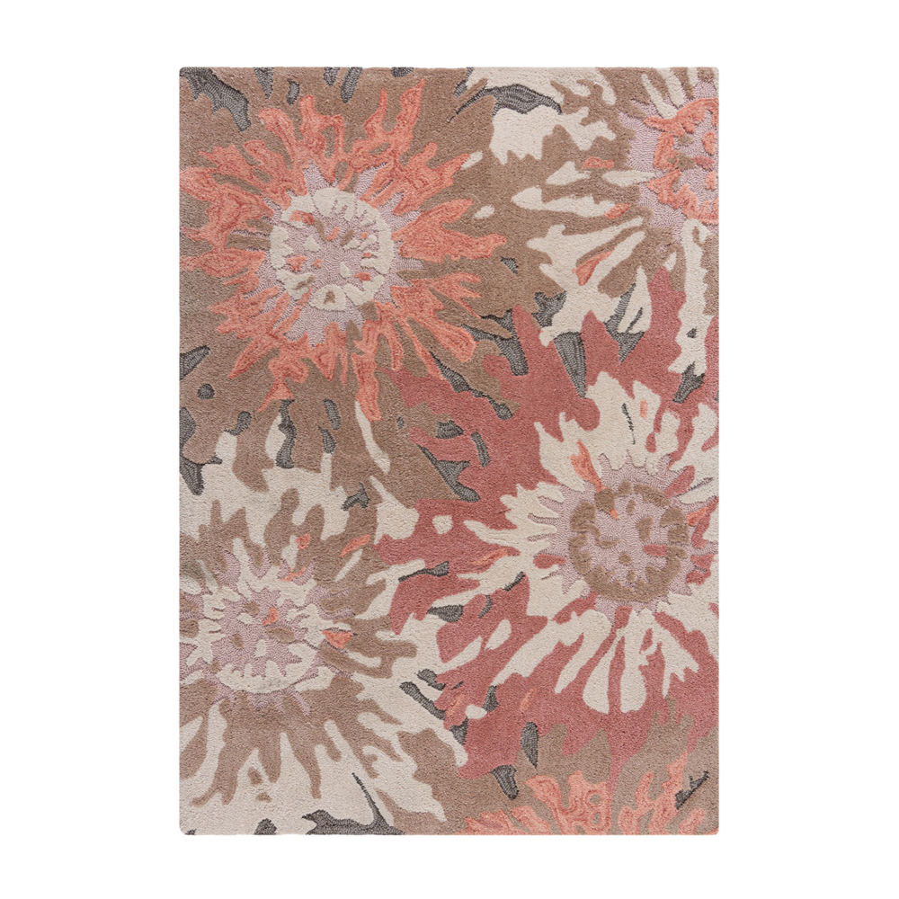 Dywan syntetyczny Soft Floral z motywem kwiatów terracotta - zdjęcie 1