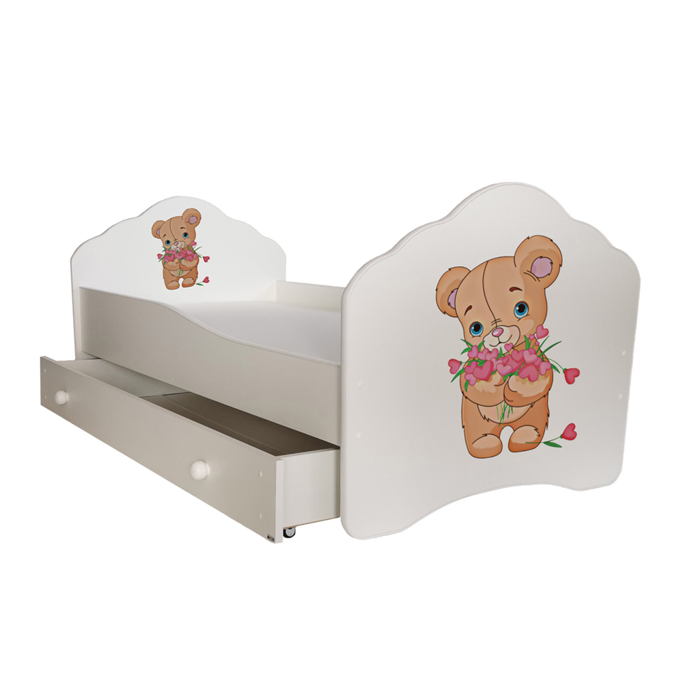 Łóżko dziecięce Sissa 140x70 cm z Misiem z szufladą - zdjęcie 1
