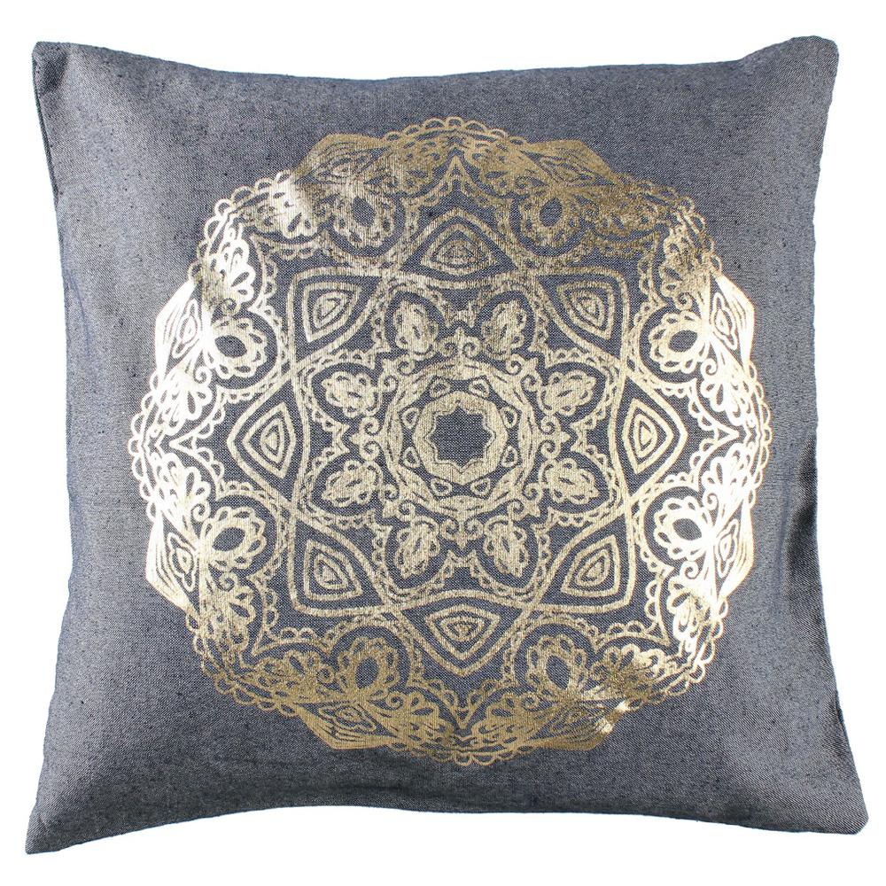 Poduszka Helier 45x45 cm grafitowa ze złotym nadrukiem - zdjęcie 1