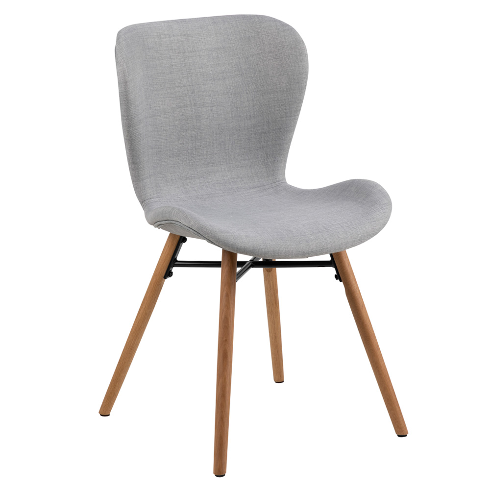 Krzesło tapicerowane Glena jasnoszara tkanina na dębowych nóżkach - zdjęcie 1