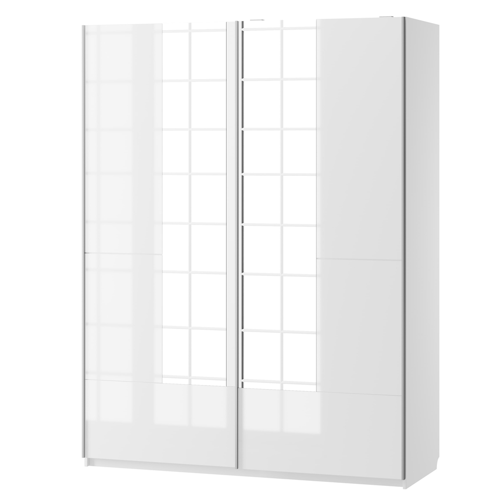 Szafa przesuwna z lustrem Magoner 164 cm biała - zdjęcie 1