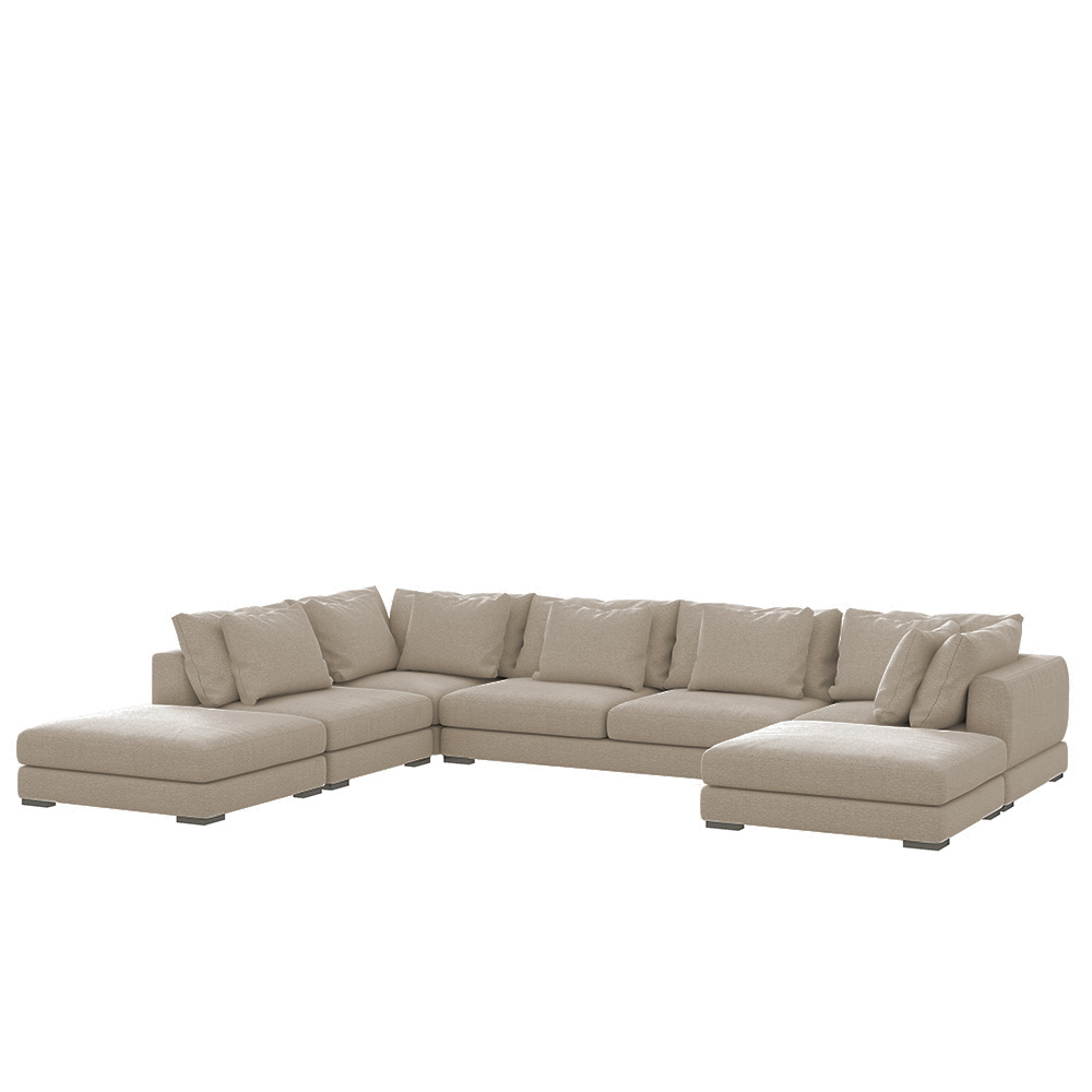 Narożnik modułowy Mia U-kształtny duży brązowy w tkaninie łatwoczyszczącej