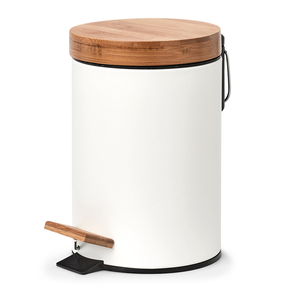 Kosz na śmieci Binne 3l biały/bambus - zdjęcie 1
