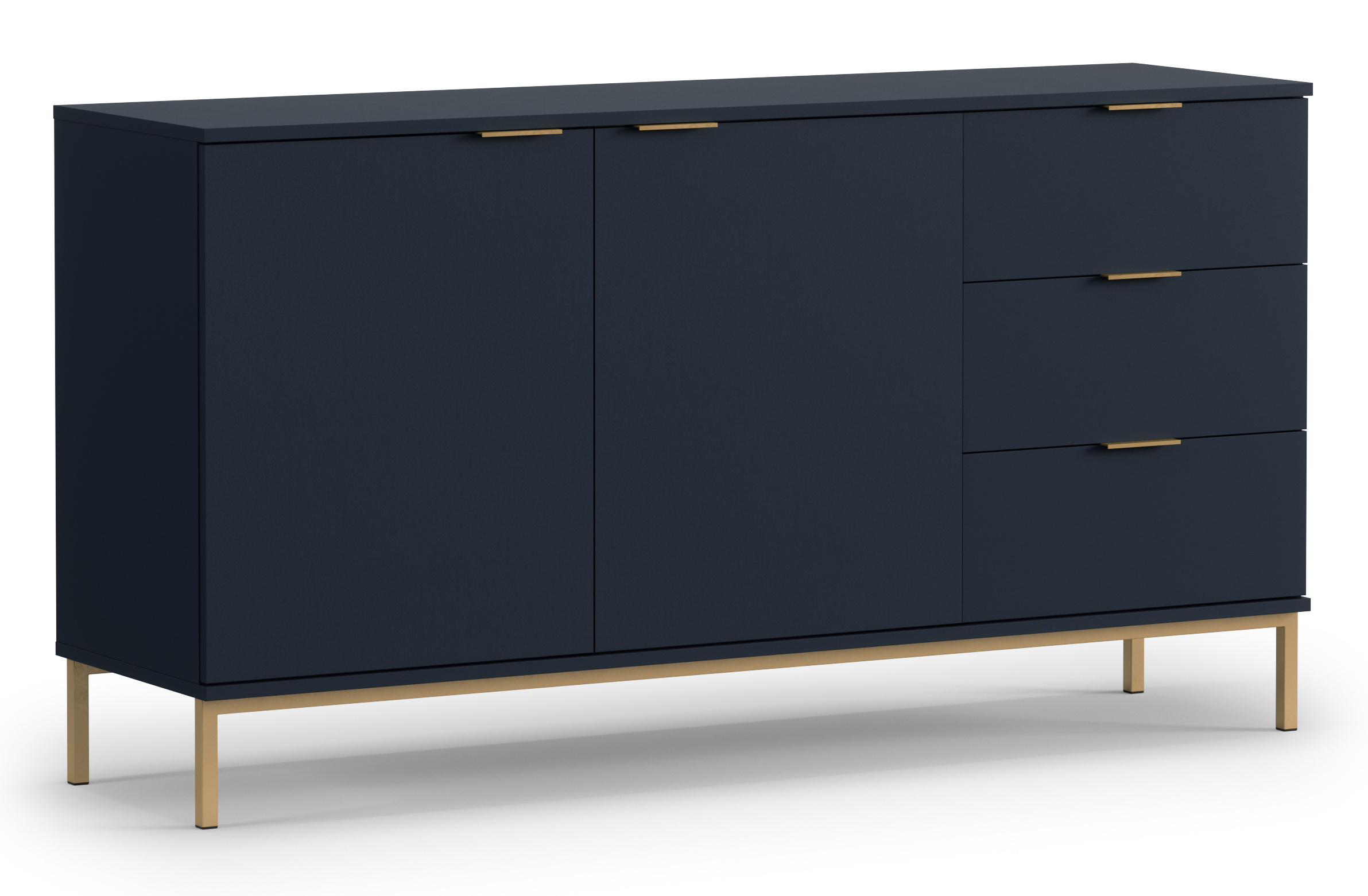 Komoda dwudrzwiowa Lartti 150 cm z trzema szufladami granatowa - zdjęcie 1