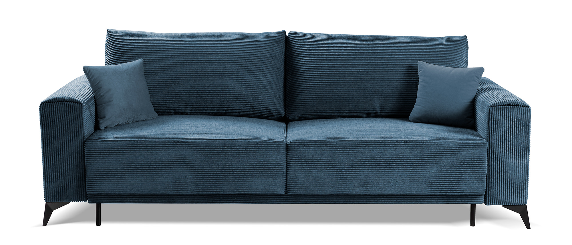 Kanapa rozkładana trzyosobowa Jokiranta z pojemnikiem granatowa sztruks - zdjęcie 1