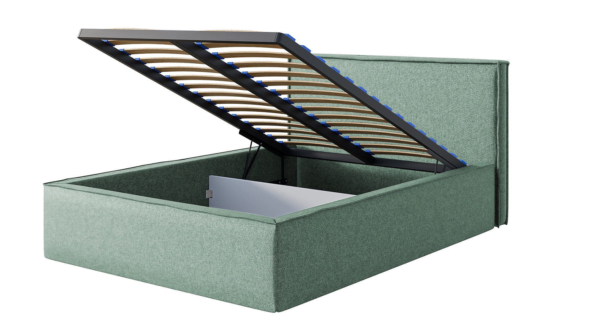 Łóżko tapicerowane 160x200 cm Lucera z pojemnikiem turkus szenil - zdjęcie 1