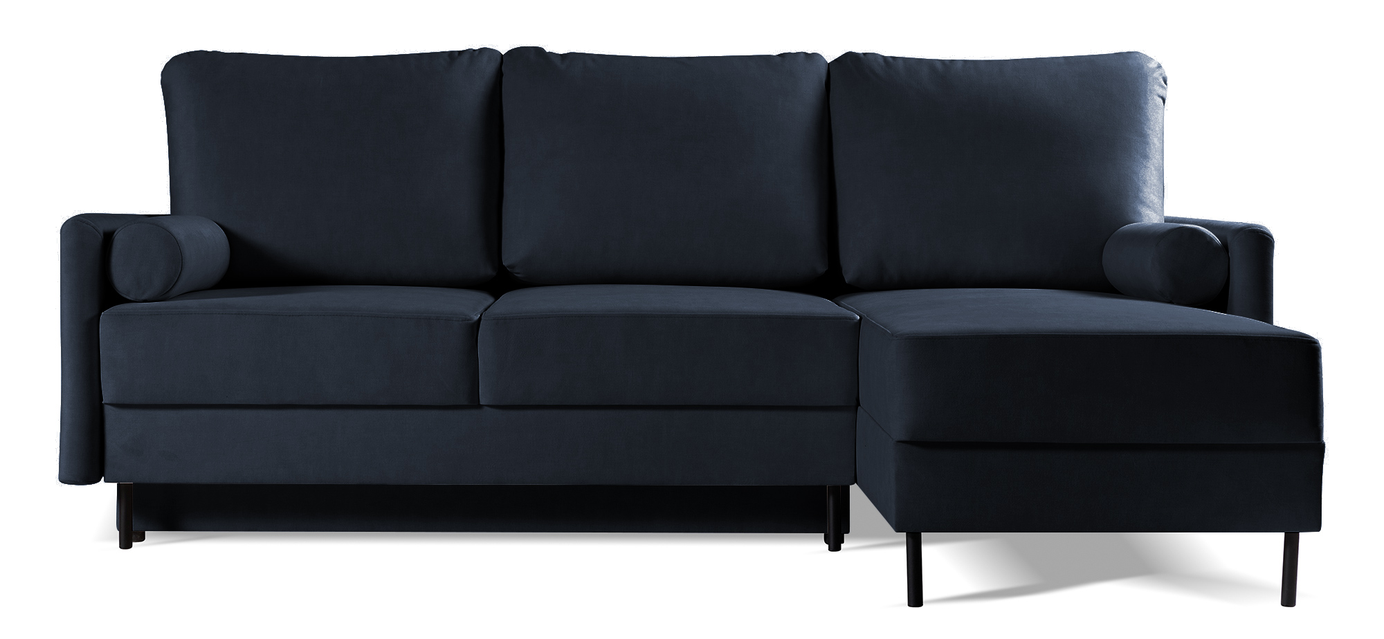 Narożnik z funkcją spania Tomonde L-kształtny z pojemnikiem uniwersalny granatowy welur łatwoczyszczący