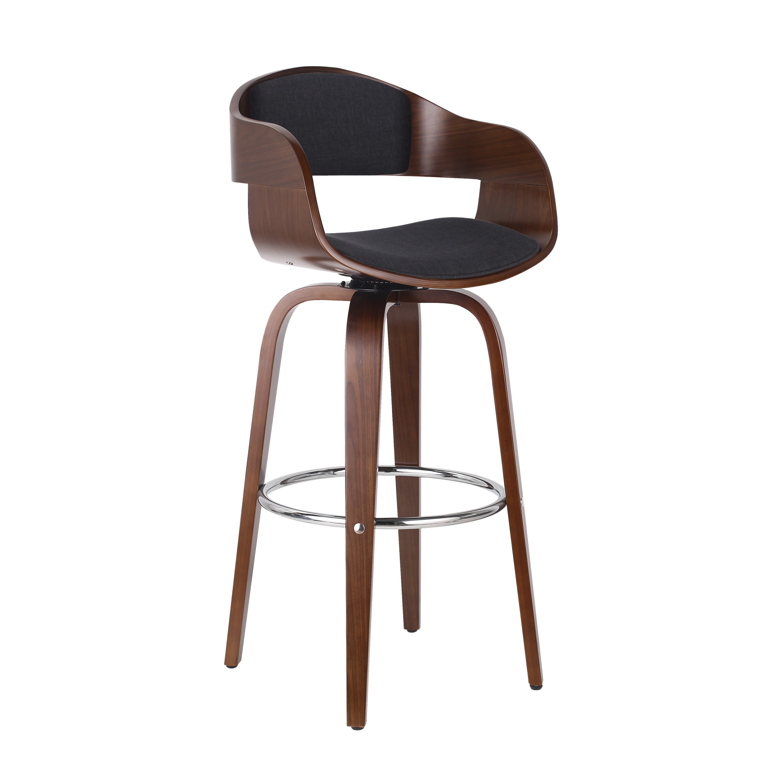 Hoker tapicerowany Asarlo czarne na orzechowej podstawie - zdjęcie 1