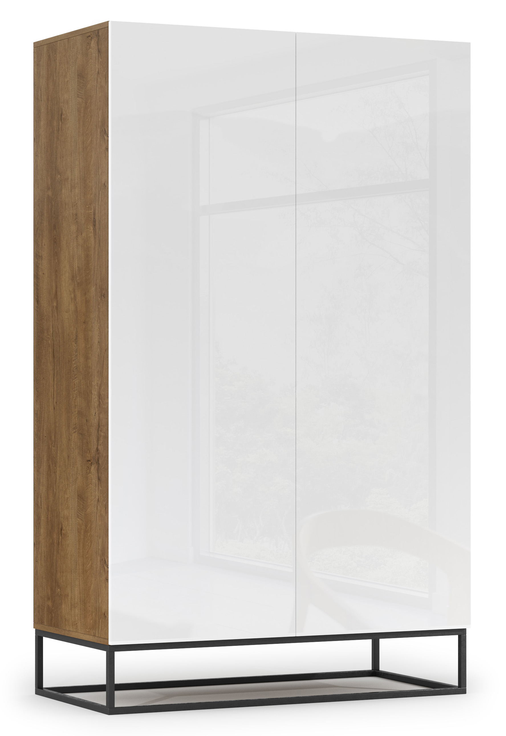 Szafa dwudrzwiowa Mirris 120 cm dąb artisan / biały połysk - zdjęcie 1