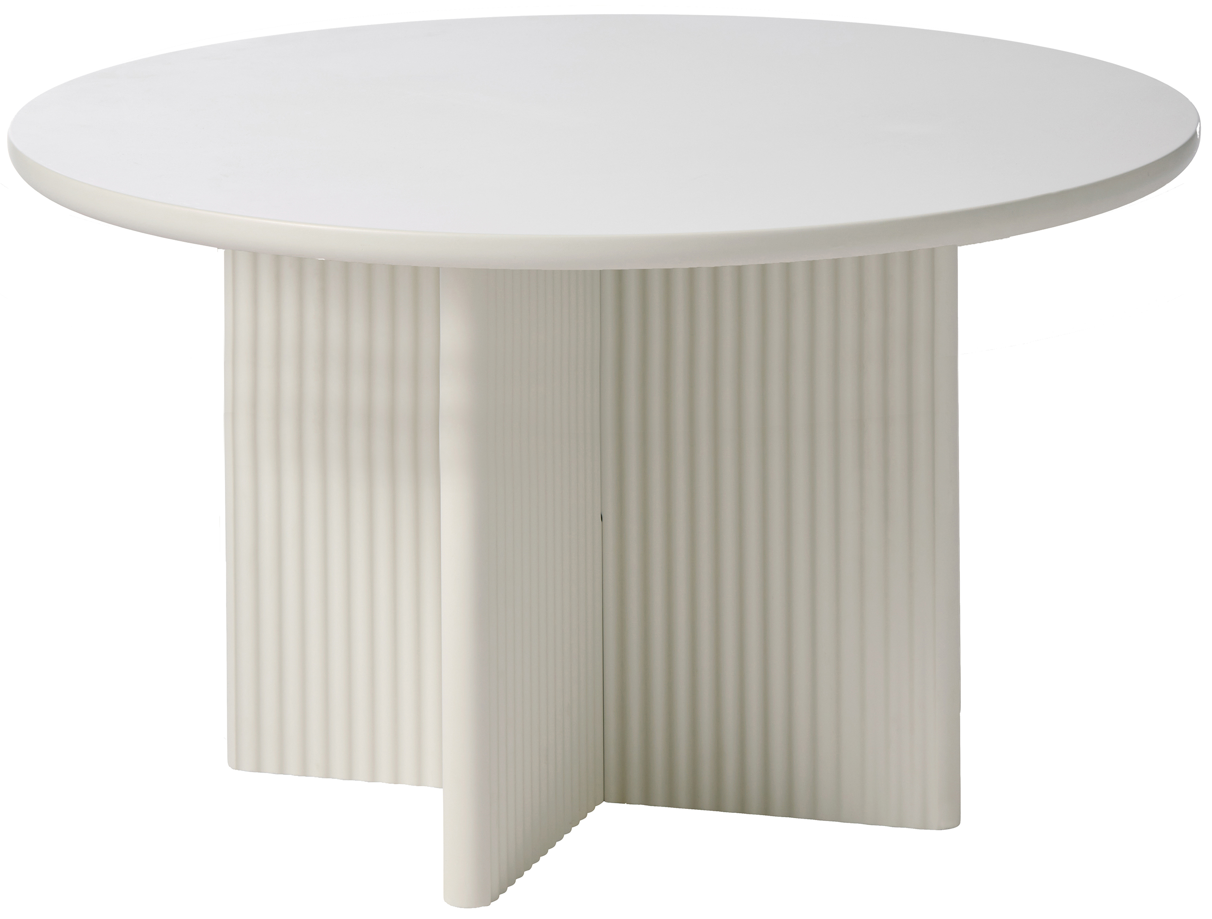 Stół okrągły Athenise 110 cm podstawa krzyżowa lamele jasnoszary - zdjęcie 1