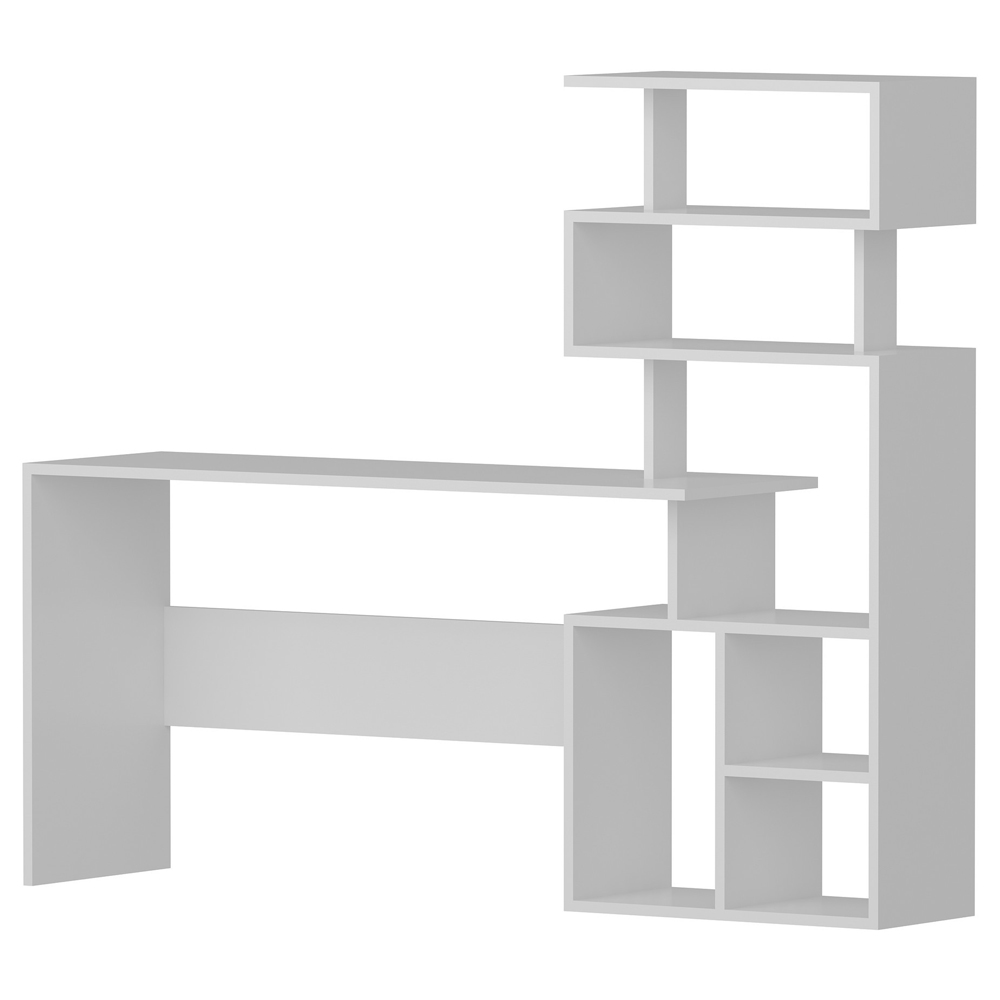 Biurko Mucan 130x40 cm białe z regałem - zdjęcie 1