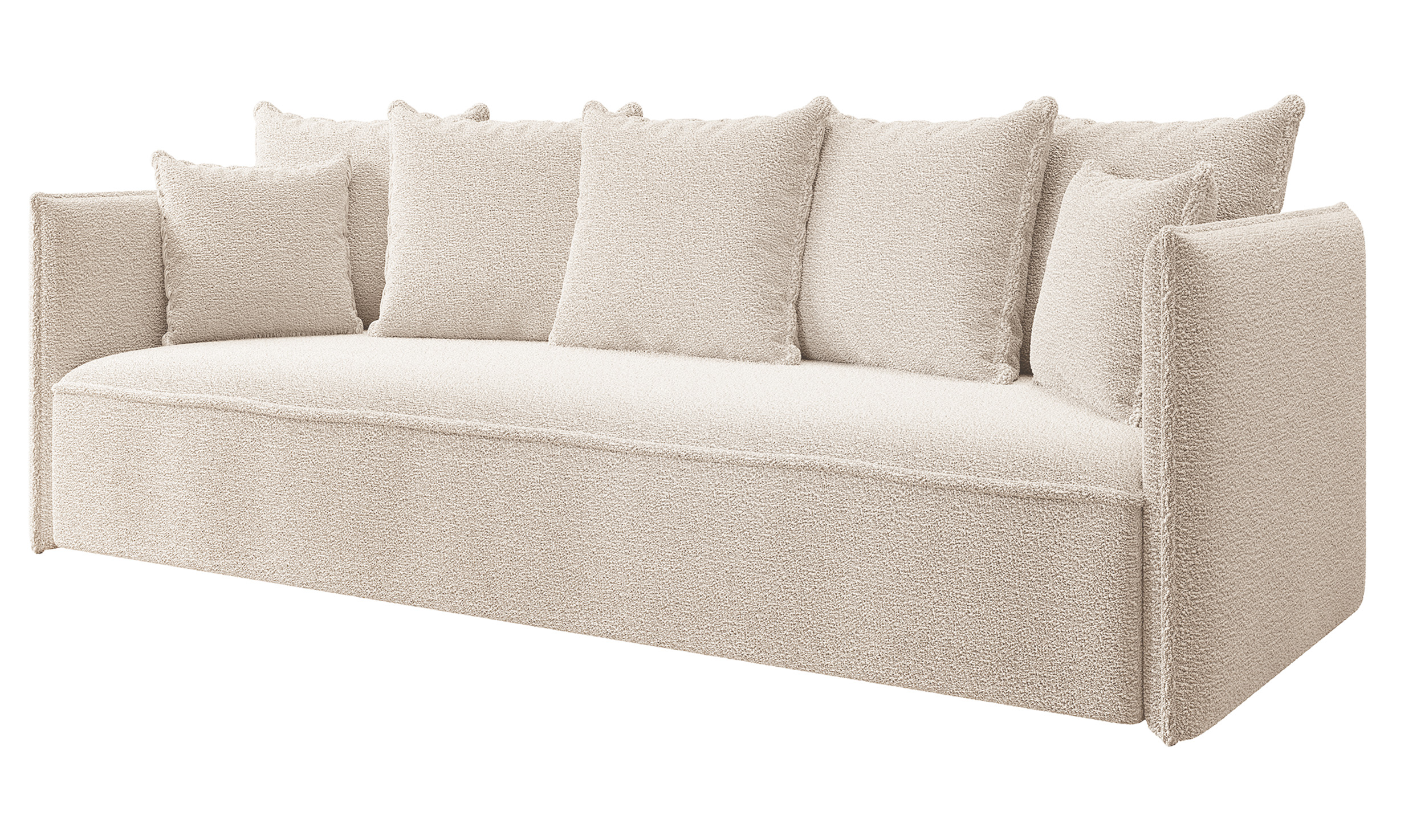 Kanapa rozkładana trzyosobowa Calabrio z pojemnikiem boucle jasnobeżowa - zdjęcie 1