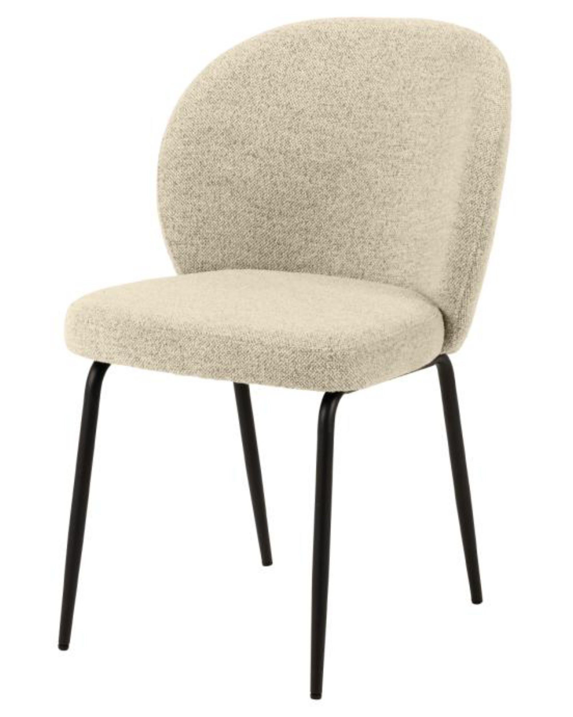 Krzesło tapicerowane Chinmoy tkanina bouclé beżowa