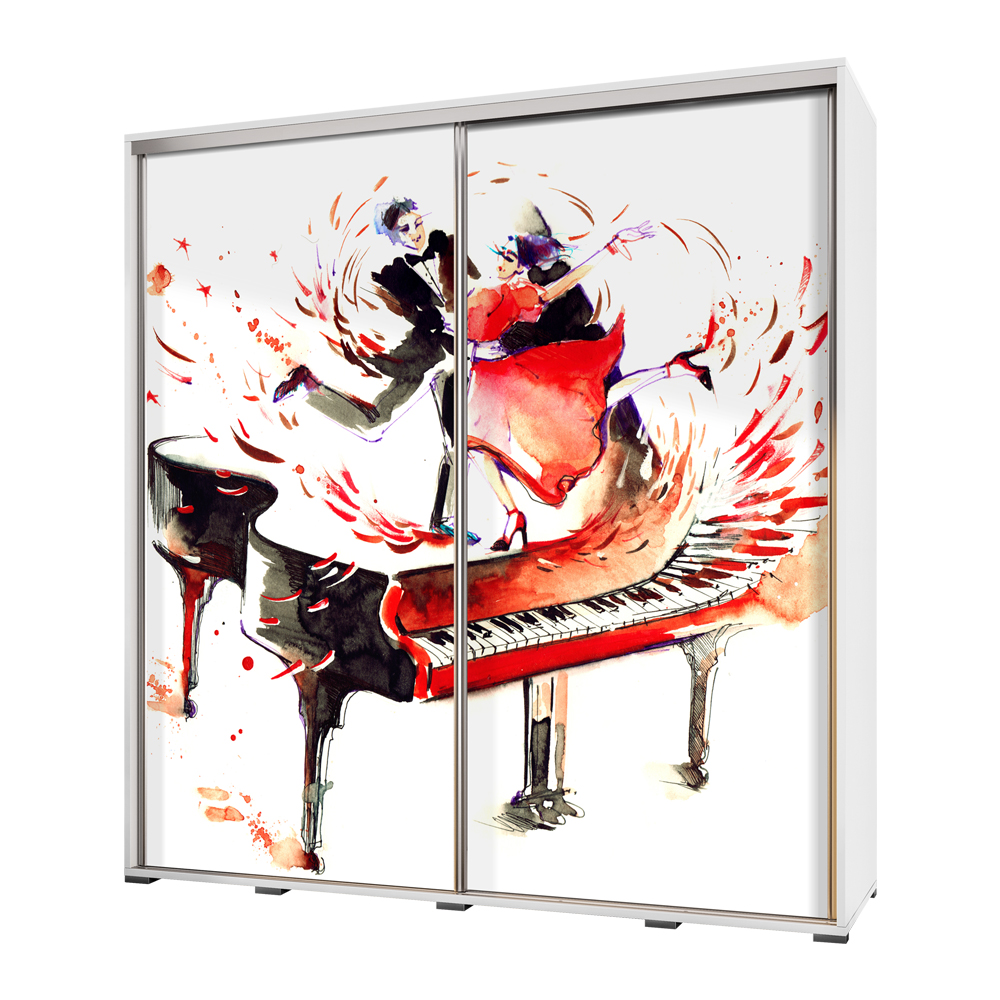 Szafa Wenecja 205 cm Akwarelowy fortepian z tańczącą parą - zdjęcie 1