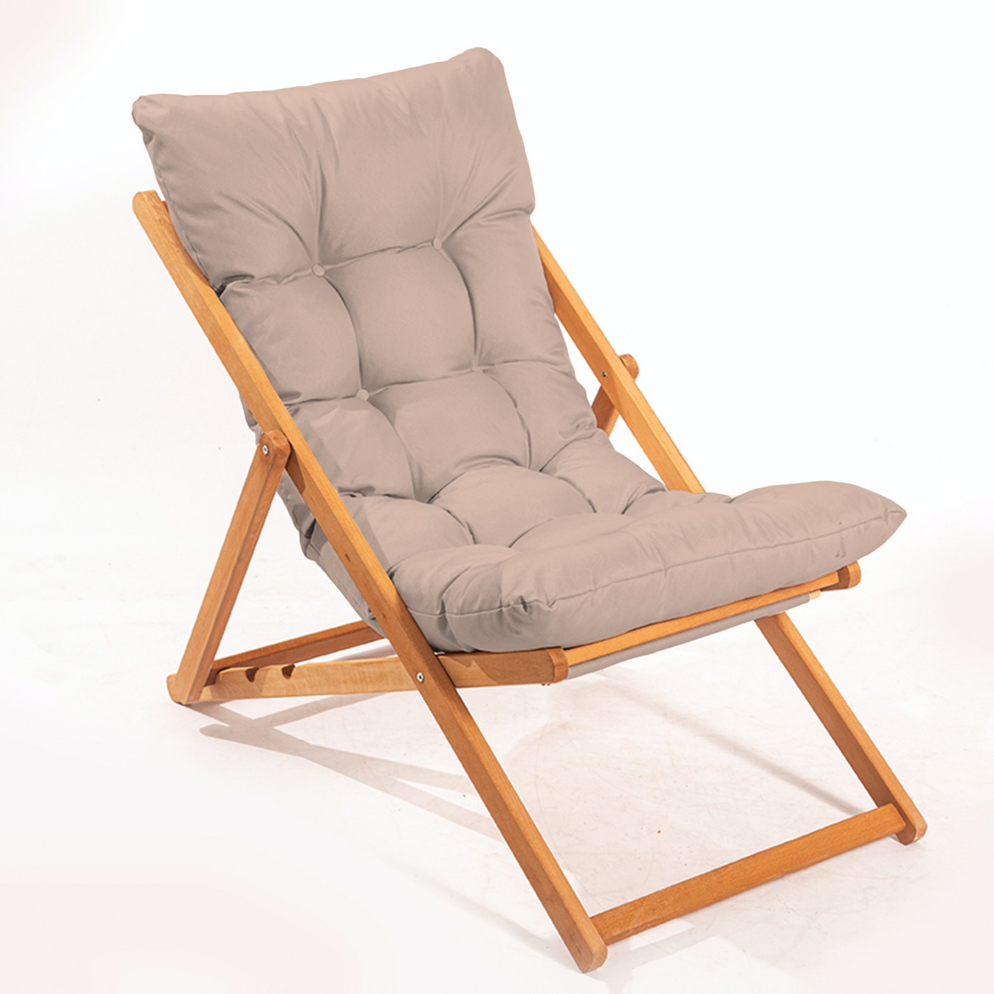 Leżak ogrodowy drewniany Bertive beżowa poducha - zdjęcie 1