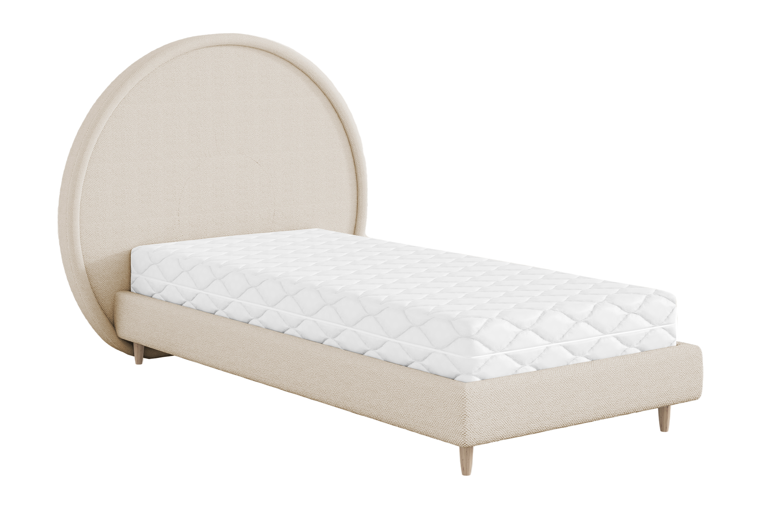 Łóżko dziecięce 90x200 cm Torlino beżowe w tkaninie boucle - zdjęcie 1