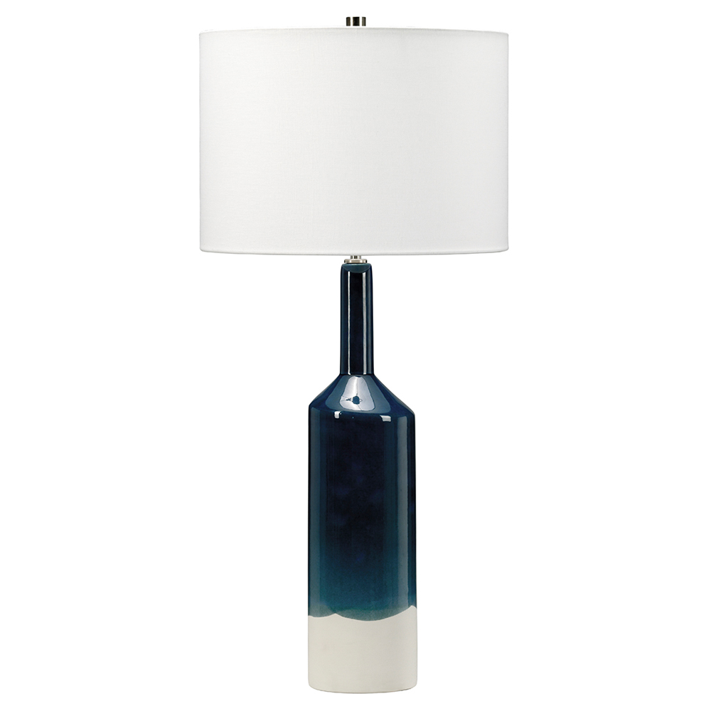 Lampa stołowa Besswy ceramiczna biała/granatowa - zdjęcie 1