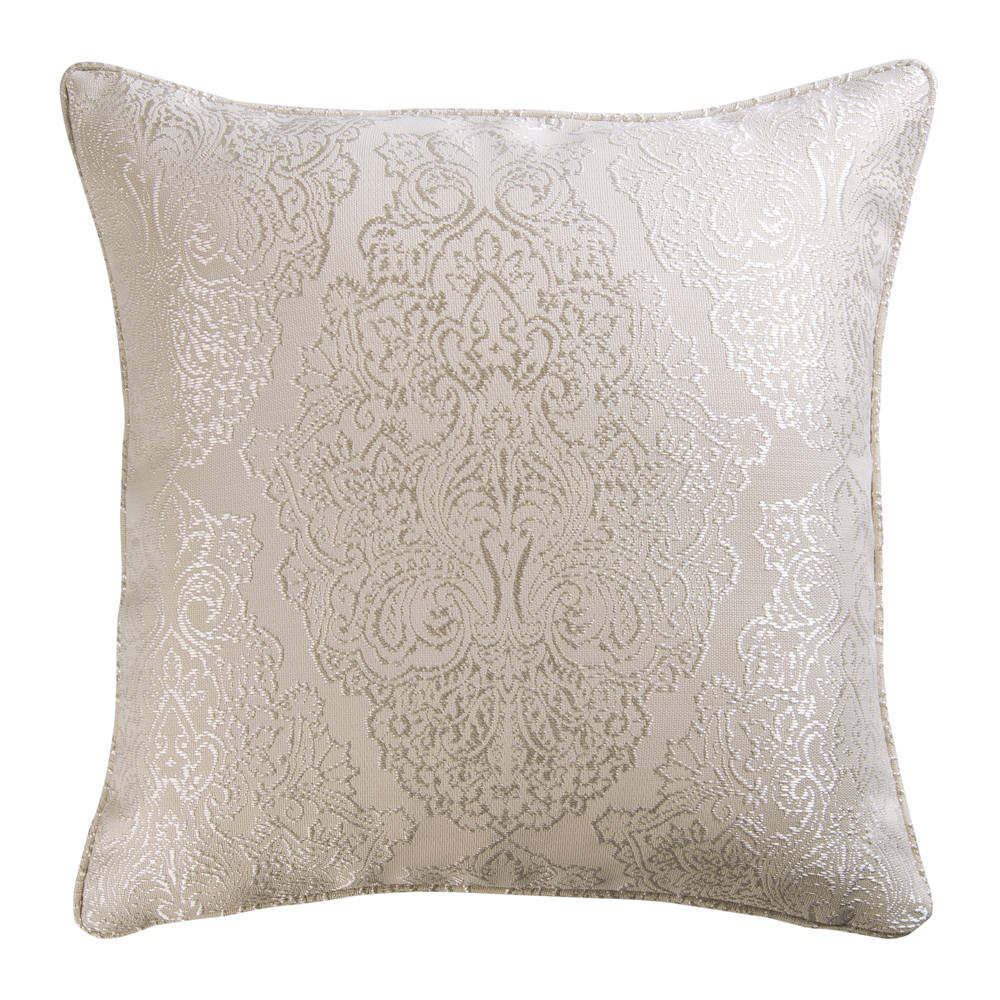 Poduszka dekoracyjna Ertore 45x45 cm kremowa z wzorem - zdjęcie 1