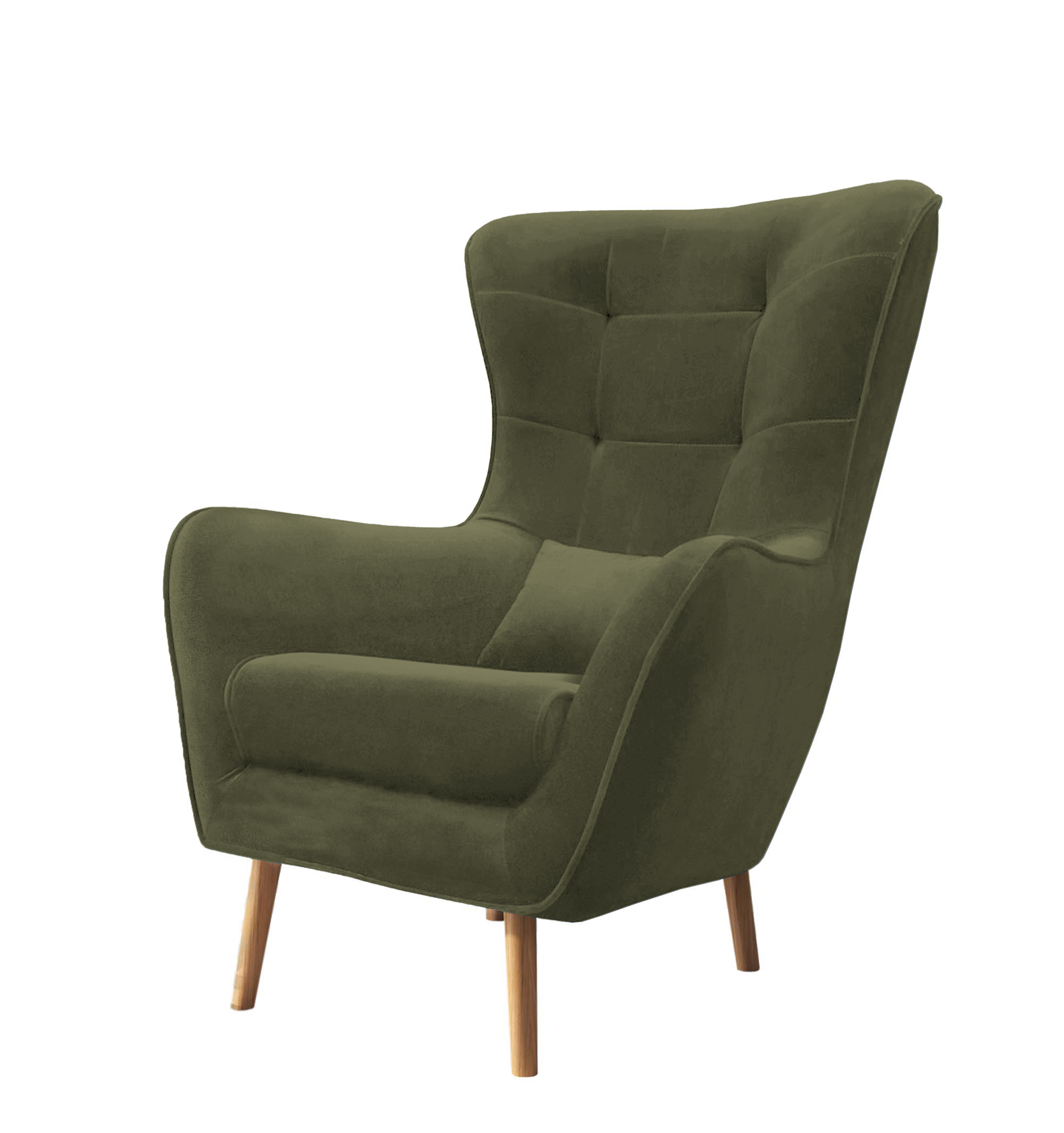 Fotel wypoczynkowy uszak Vence zielony velvet łatwoczyszczący