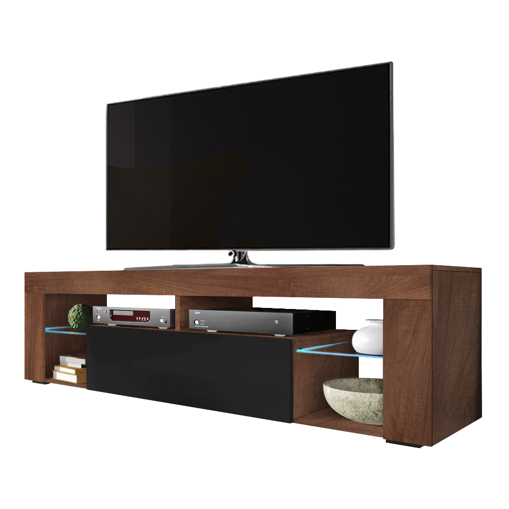 Szafka RTV Bianko 140 cm Orzech mat / Czarny połysk 