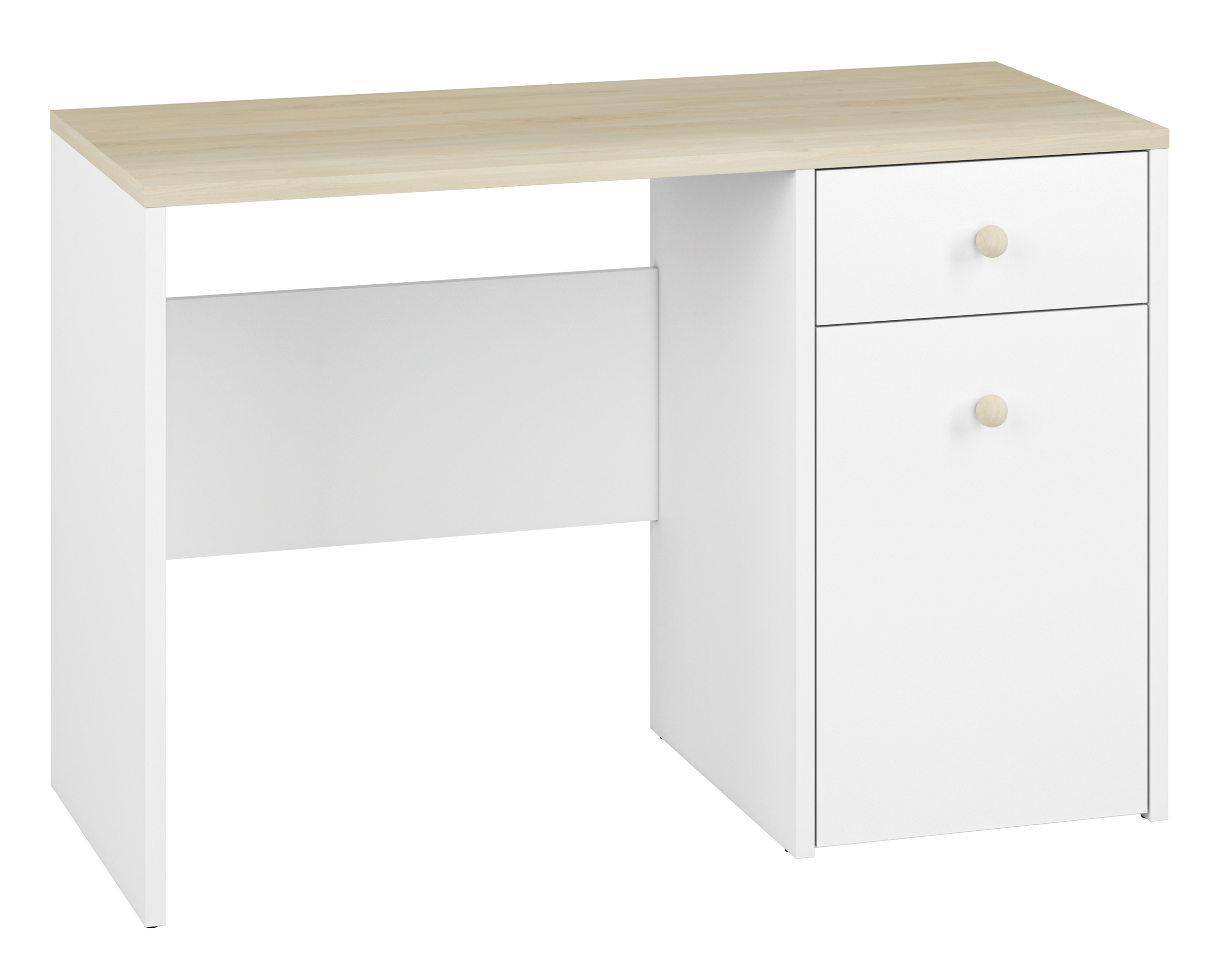 Biurko Rettio 117x51 cm białe/buk Fjord - zdjęcie 1