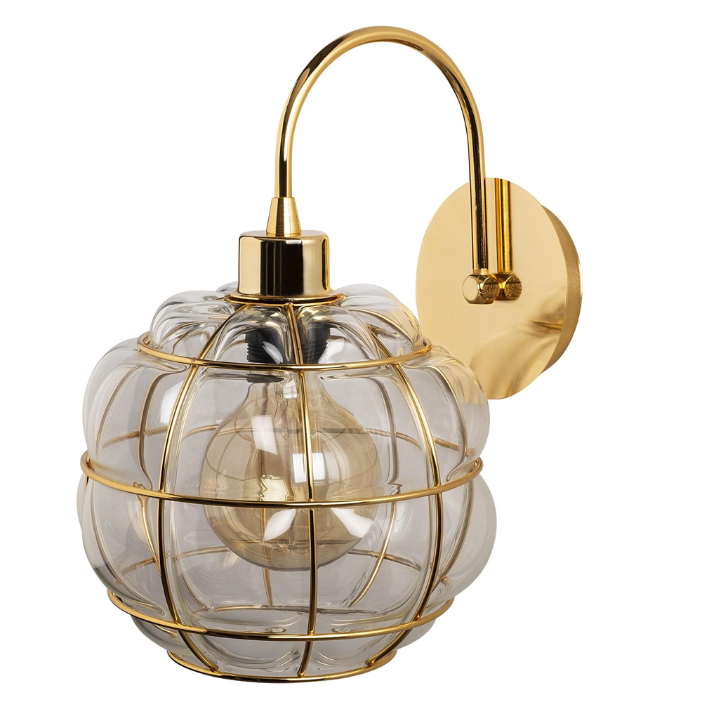 Kinkiet ścienny Coradime szklany średnica 20 cm złoty - zdjęcie 1