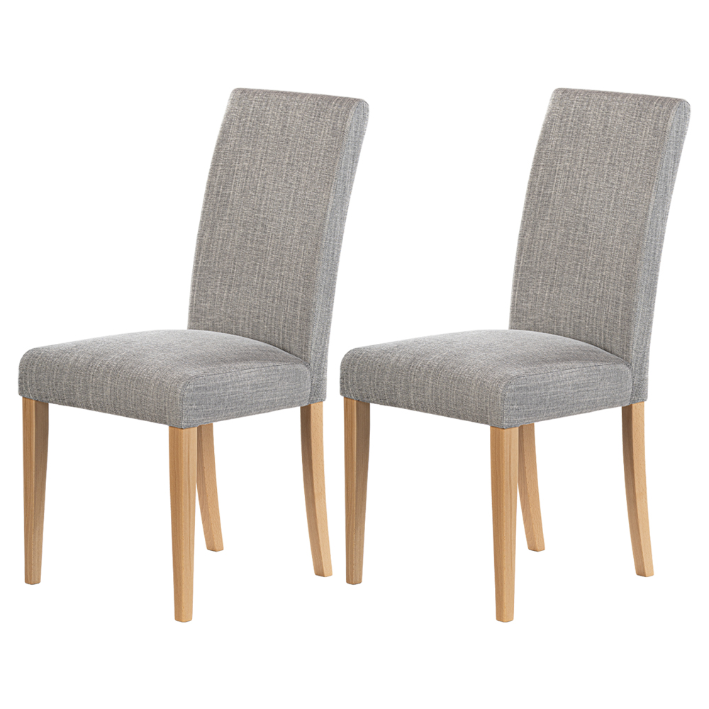 Zestaw dwóch krzeseł tapicerowanych Aterin jasnoszare w tkaninie hydrofobowej na bukowej podstawie - zdjęcie 1