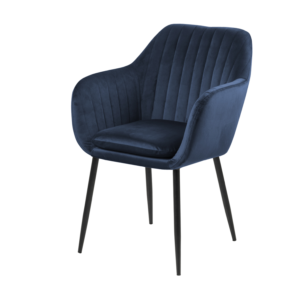 Krzesło tapicerowane Elidi granatowe na metalowej podstawie - zdjęcie 1
