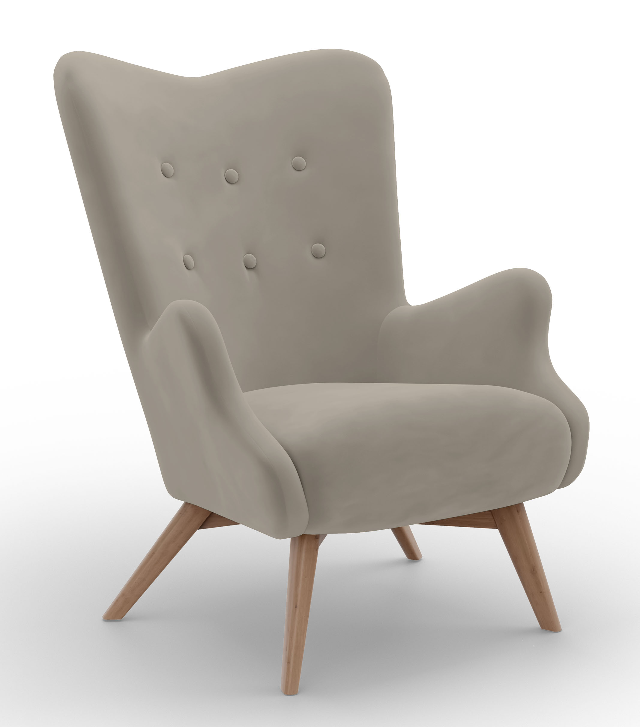 Fotel wypoczynkowy uszak Owlly szarobeżowy welur - zdjęcie 1