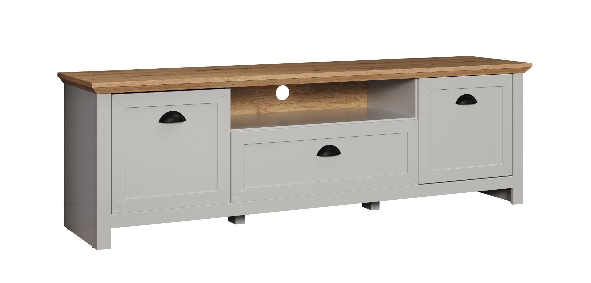 Szafka RTV Vianicalize 171 cm  jasnoszara/ dąb artisan - zdjęcie 1