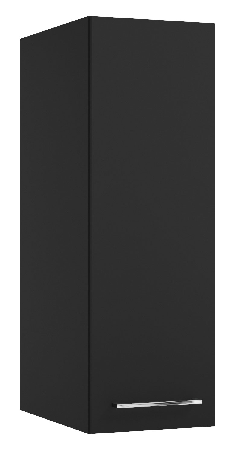 Szafka łazienkowa wysoka Modullac 30 cm wisząca głęboka czarna ze srebrnym uchwytem - zdjęcie 1