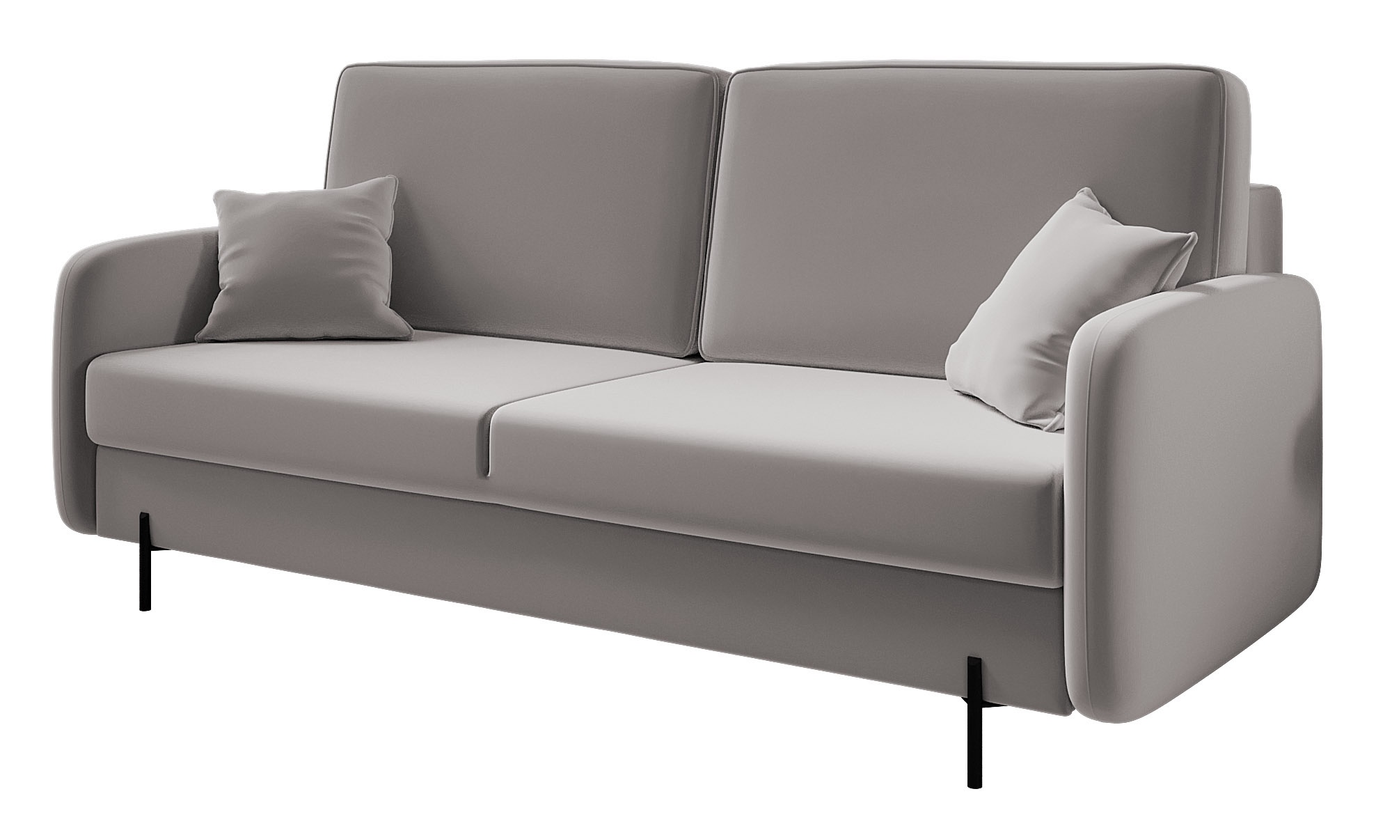 Kanapa rozkładana trzyosobowa Solferina z pojemnikiem szara welur - zdjęcie 1