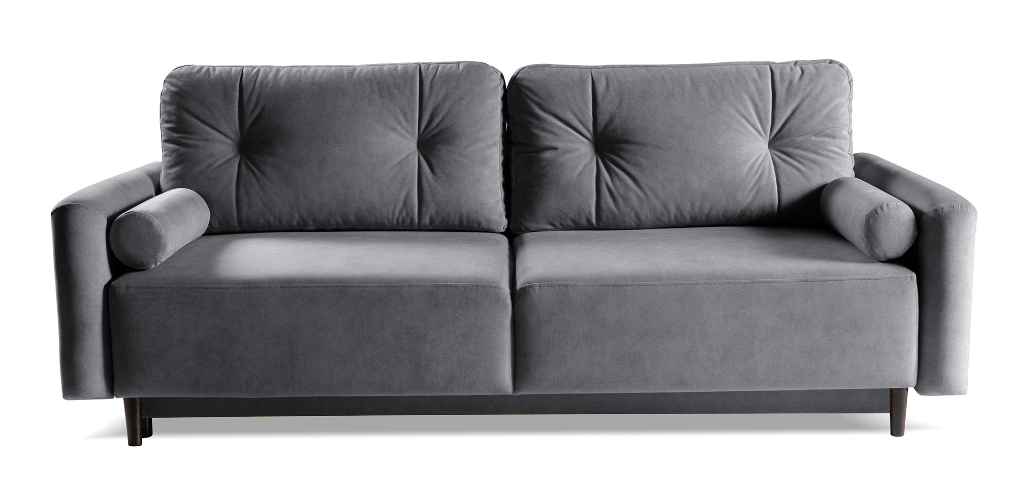 Kanapa rozkładana trzyosobowa Juskoge z pojemnikiem ciemnoszara welur łatwoczyszczący - zdjęcie 1