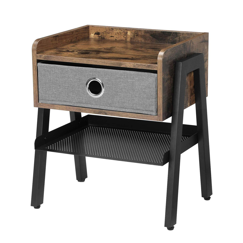 Szafka nocna Ramizu z materiałową szarą szufladą - zdjęcie 1