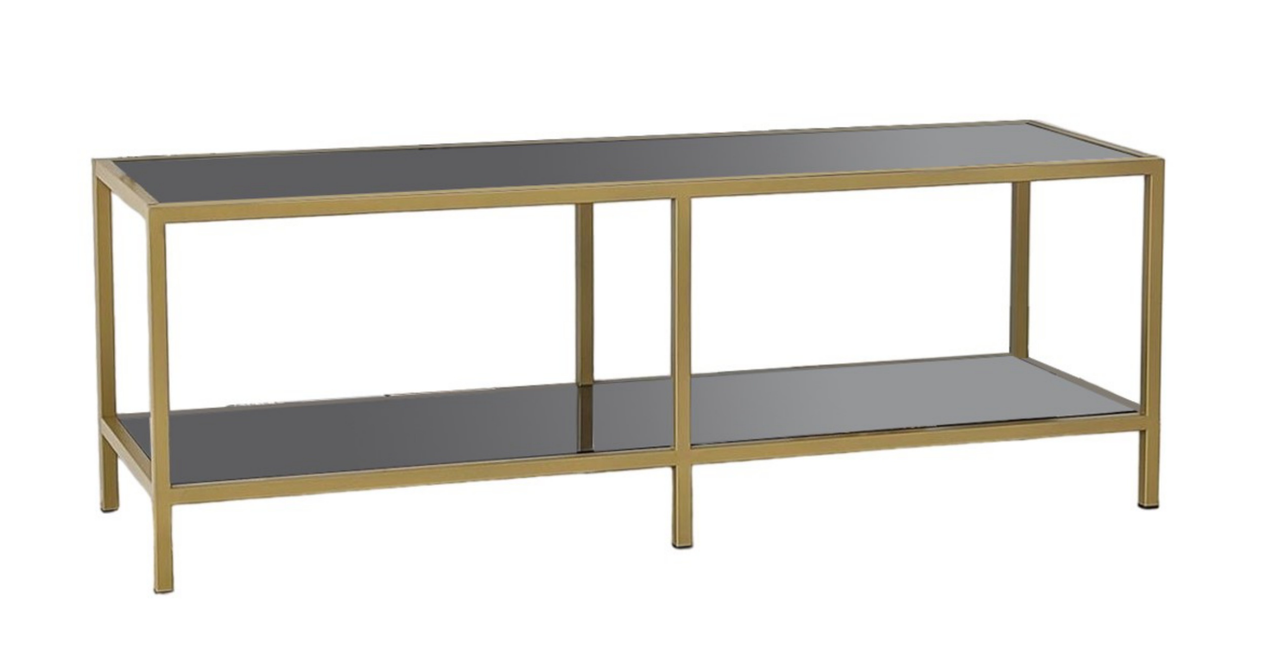 Szafka RTV Pervery 130 cm ze szklanymi półkami złota - zdjęcie 1