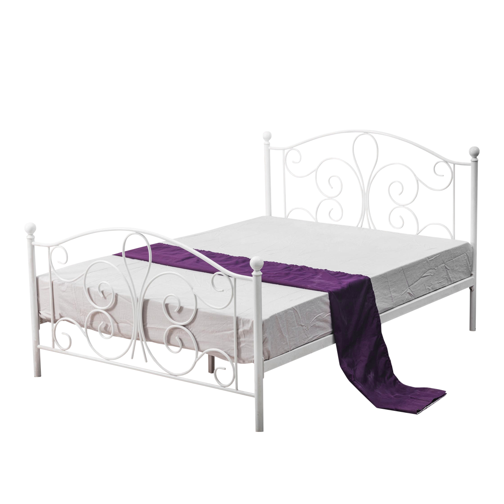 Łóżko metalowe Arabeti 120x200 cm białe - zdjęcie 1