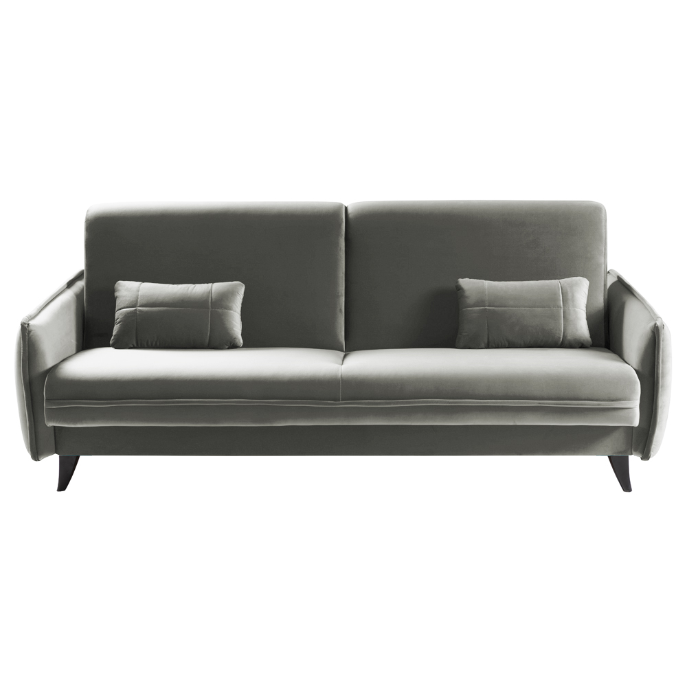 Wersalka rozkładana Mercantino 222 cm z pojemnikiem szara welur - zdjęcie 1