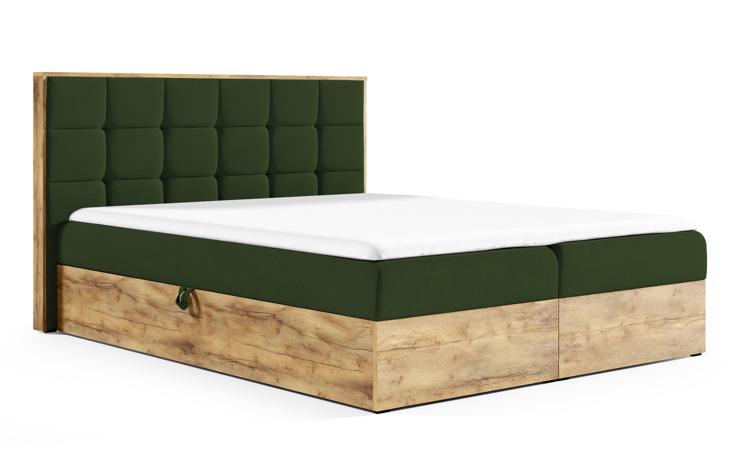 Łóżko kontynentalne Molinella 120x200 z dwoma pojemnikami i materacem ciemnozielone