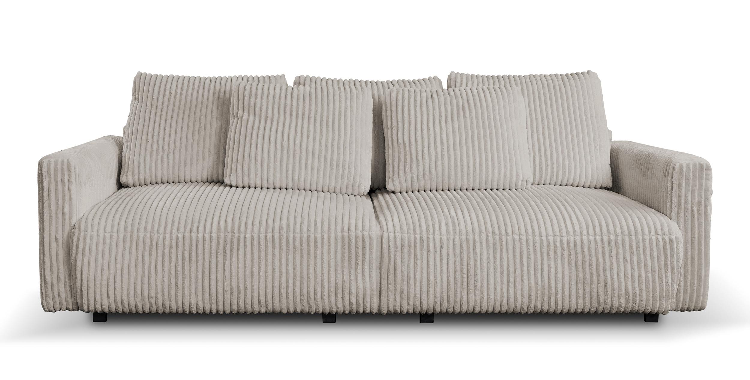 Kanapa rozkładana Megamo z funkcją  spania i z pojemnikiem na pościel szarobeżowa sztruks - zdjęcie 1