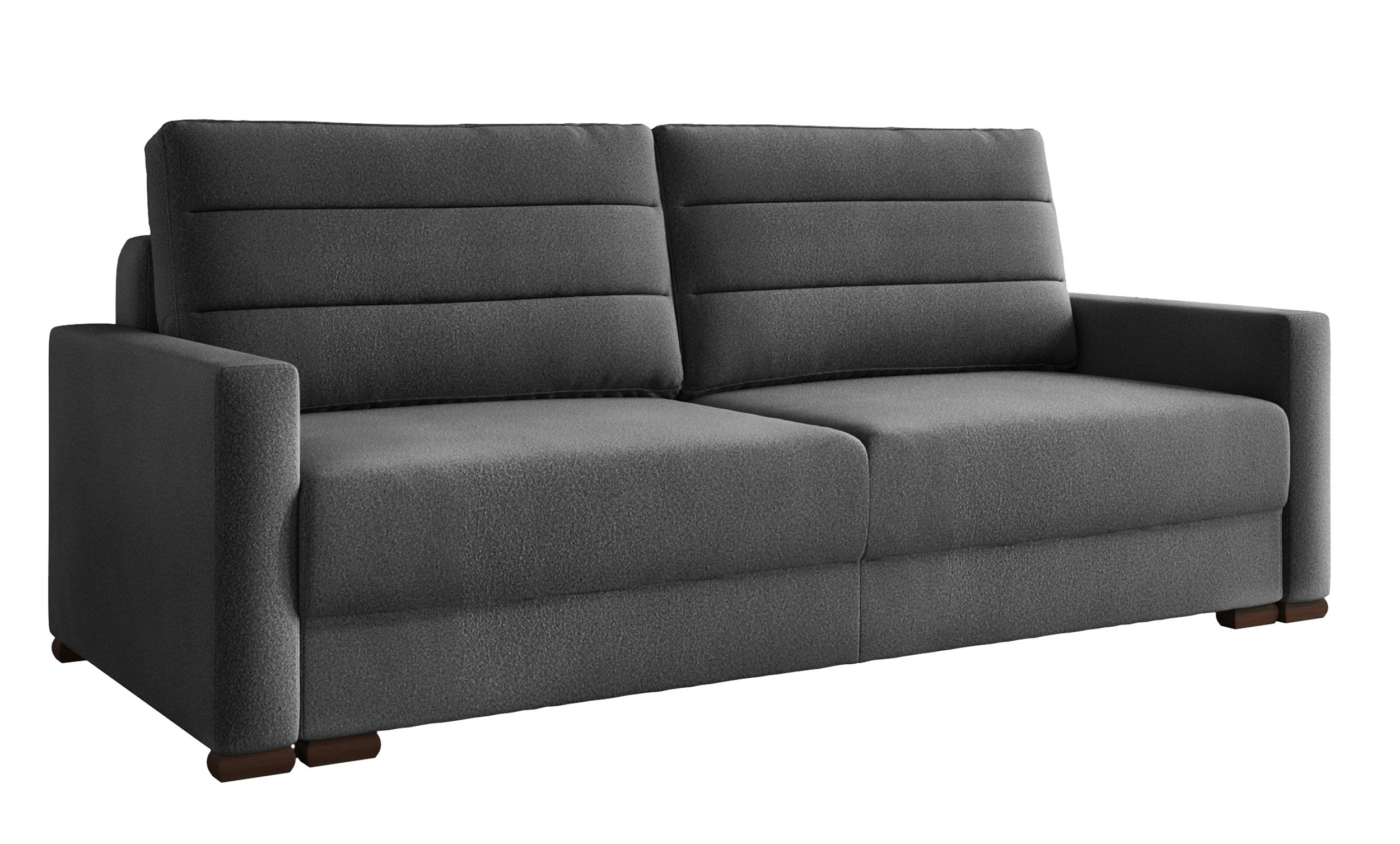 Kanapa rozkładana trzyosobowa Stolio z pojemnikiem ciemnoszara welur łatwoczyszczący - zdjęcie 1