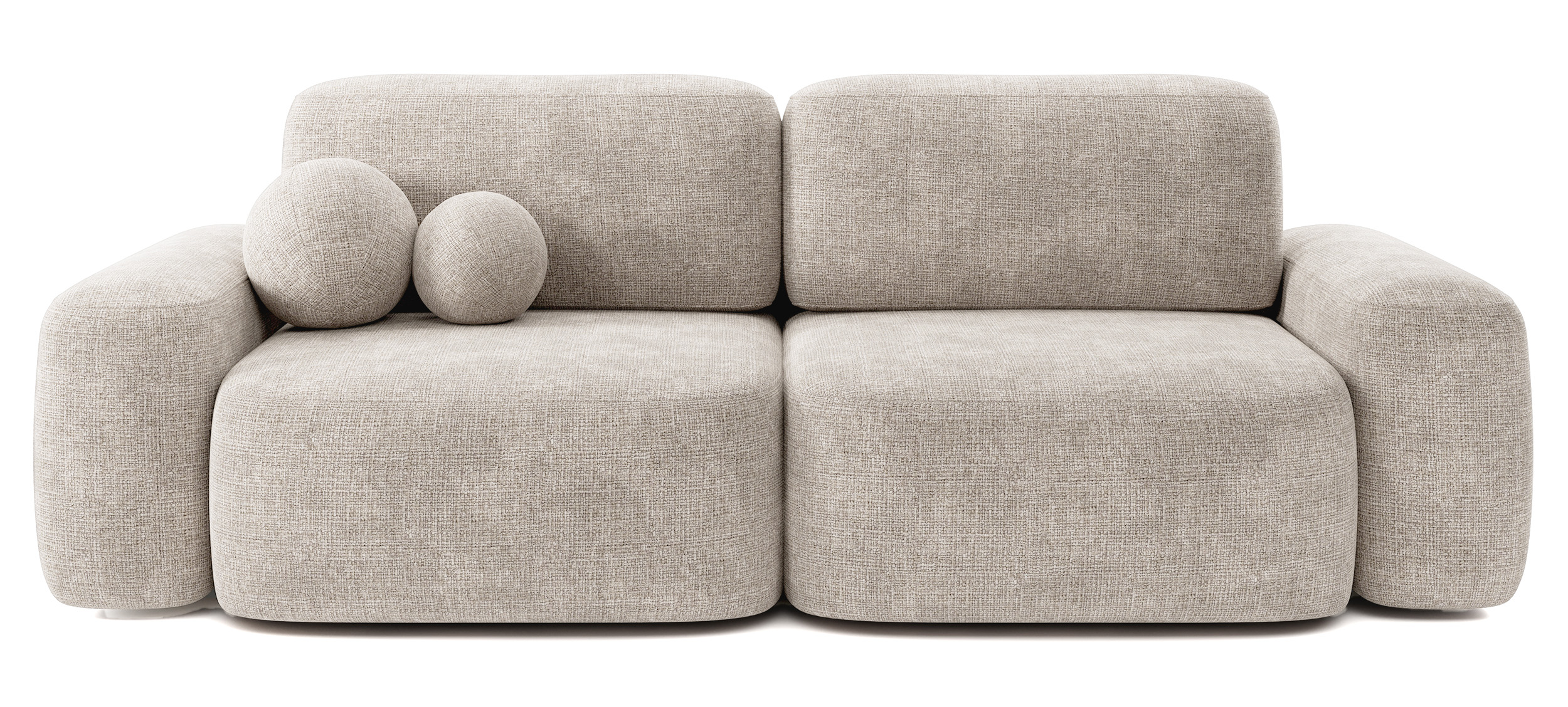 Kanapa rozkładana trzyosobowa Pampeluna z pojemnikiem szarobeżowy szenil - zdjęcie 1