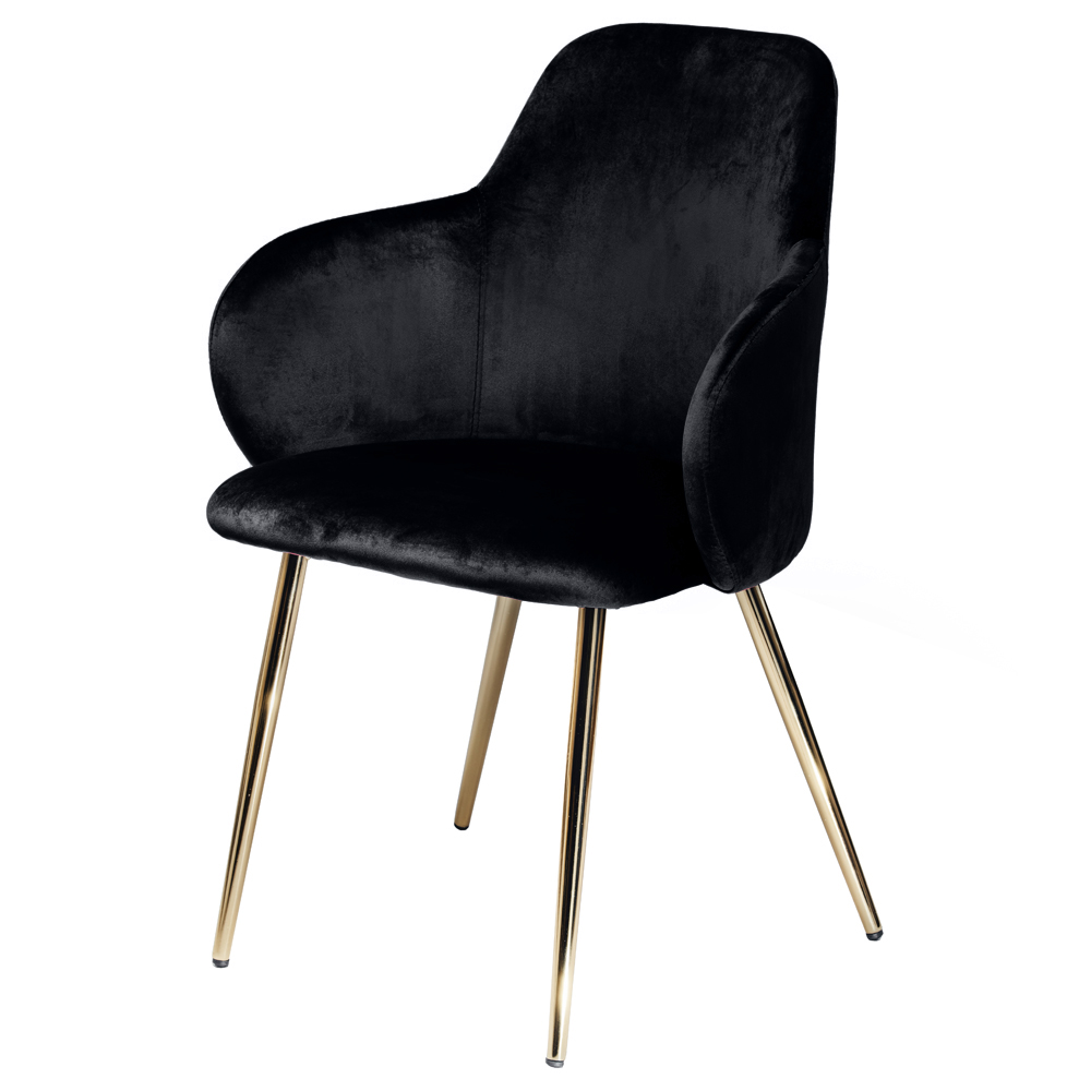 Krzesło tapicerowane Mandolisa czarne na złotych nóżkach