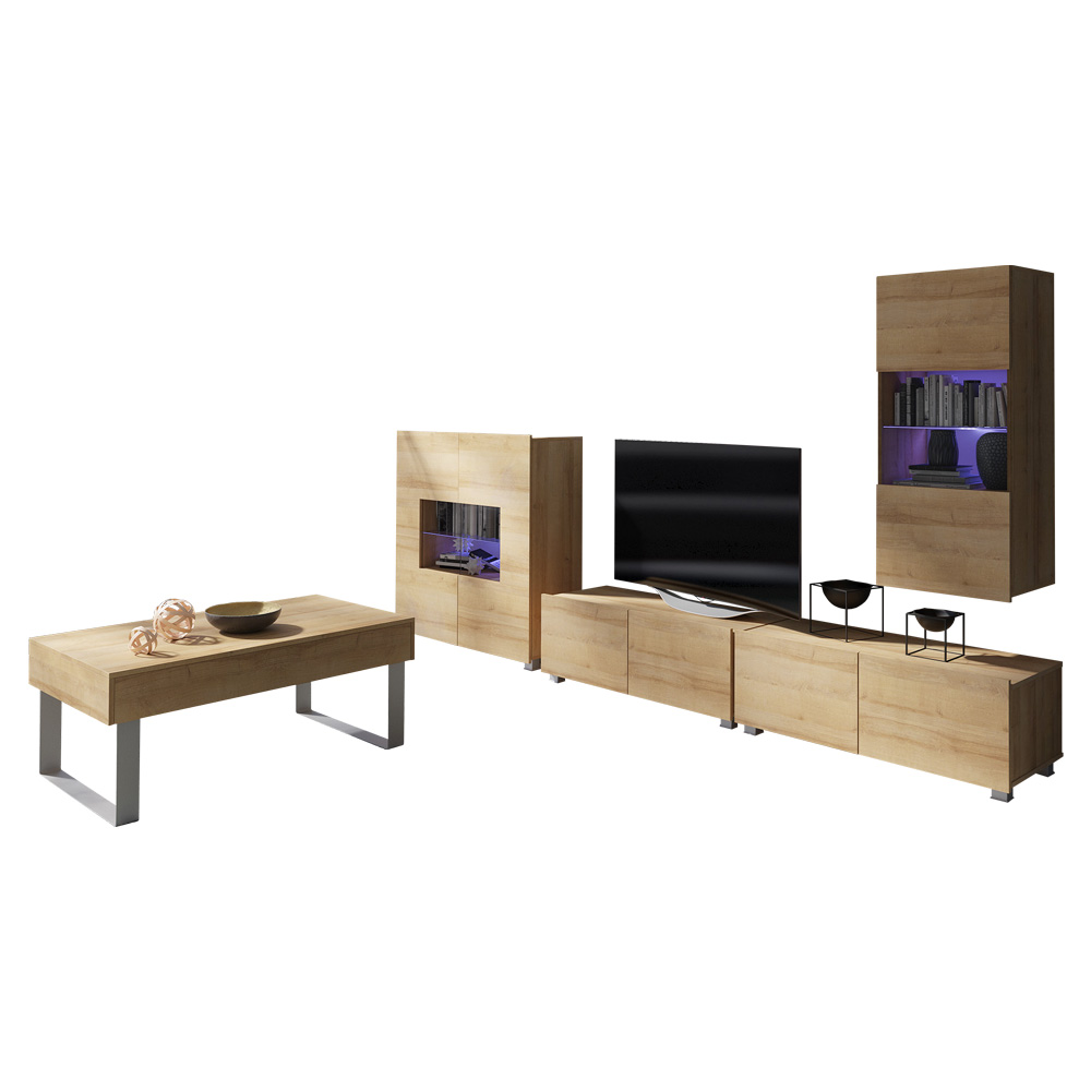 Meblościanka Kirdon z komodą i ławą Dąb złoty  - zdjęcie 1