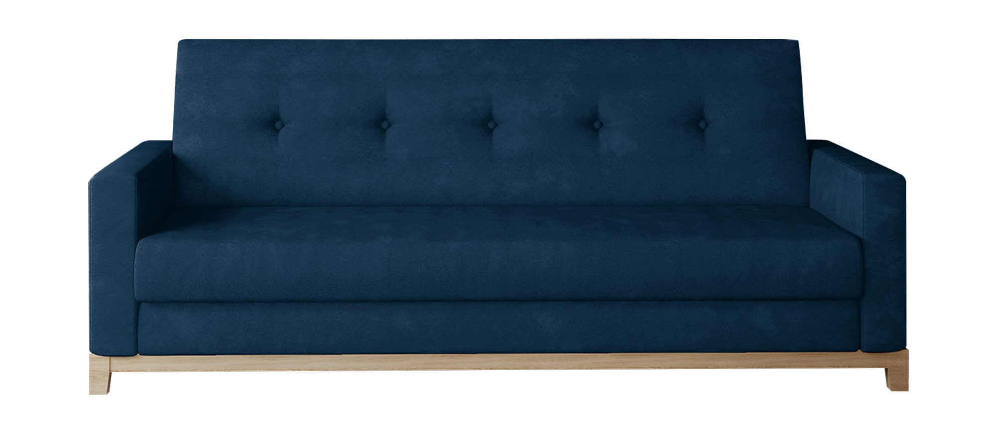 Wersalka rozkładana Sadalbari 216 cm z pojemnikiem na bukowych nogach granatowa - zdjęcie 1