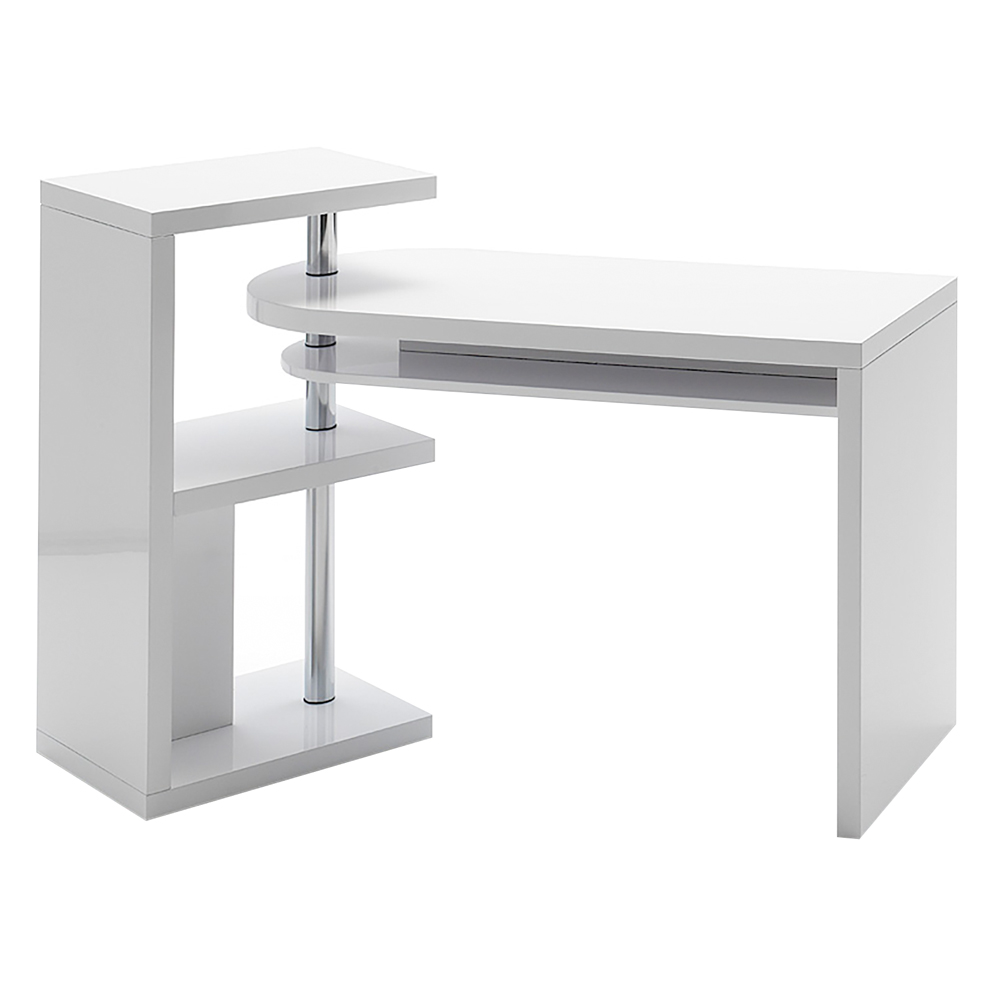 Biurko komputerowe Mezzavalle 145x50 cm z ruchomym blatem białe - zdjęcie 1