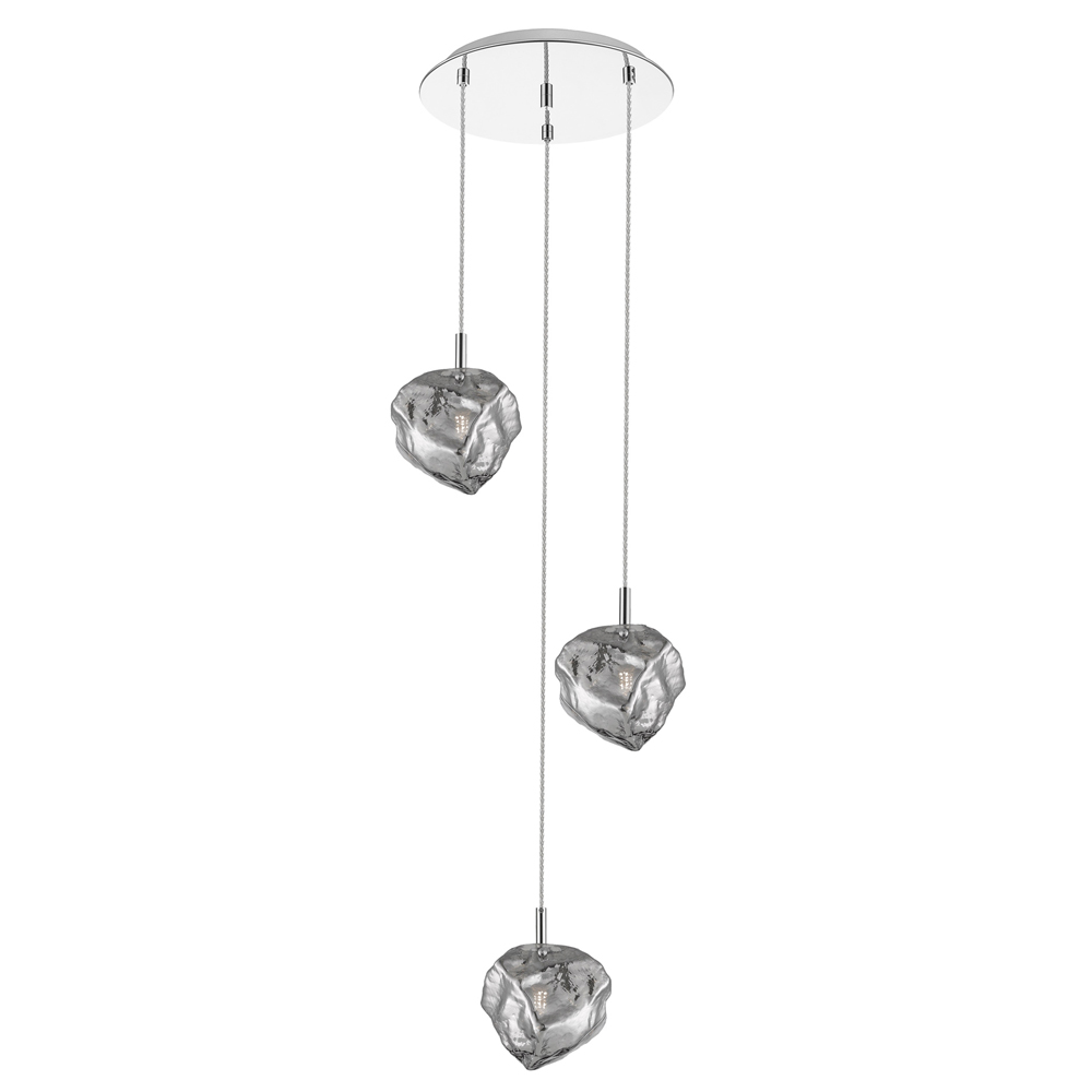 Lampa wisząca Arsenio kaskada x3 srebrna mała - zdjęcie 1