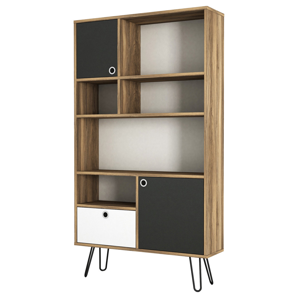 Regał na książki Contendas antracyt/orzech/biały - zdjęcie 1